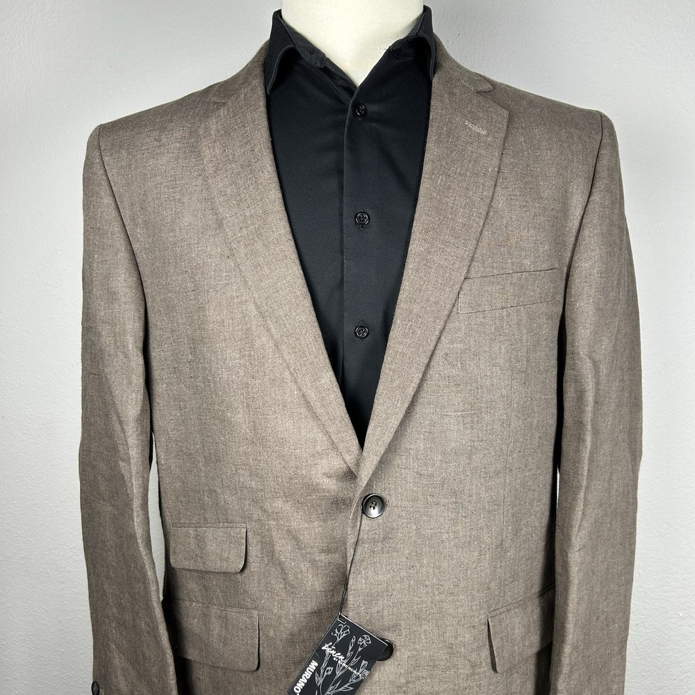 Murano Men's 2PC Linen Suit Tobacco Brown XL 38x32 100% Linen NWT Double Vent